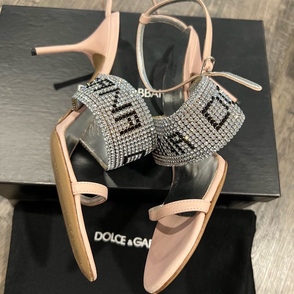 💖Dolce and Gabbana Crystal Logo strap heels 💖 - Picture 3 of 14